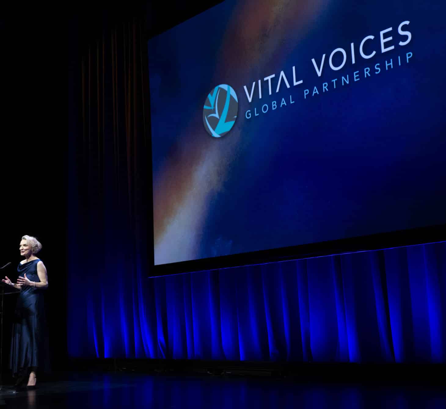 The Vital Voices Global Leadership Awards stage sets the scene for a night of celebration and impact.