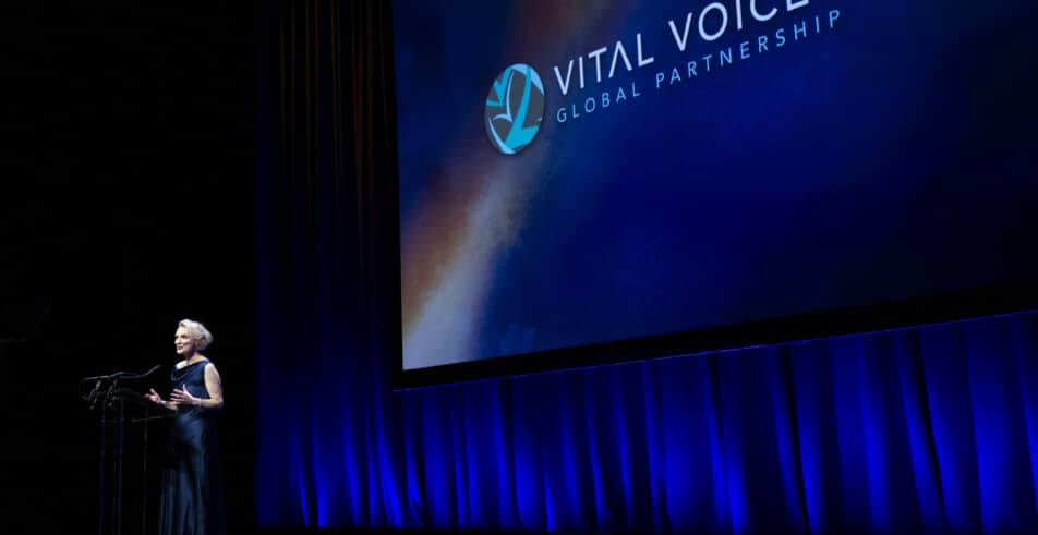 The Vital Voices Global Leadership Awards stage sets the scene for a night of celebration and impact.