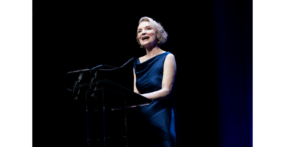 Vital Voices President and CEO Alyse Nelson takes the stage, opening the evening with a message on the power of women’s leadership.